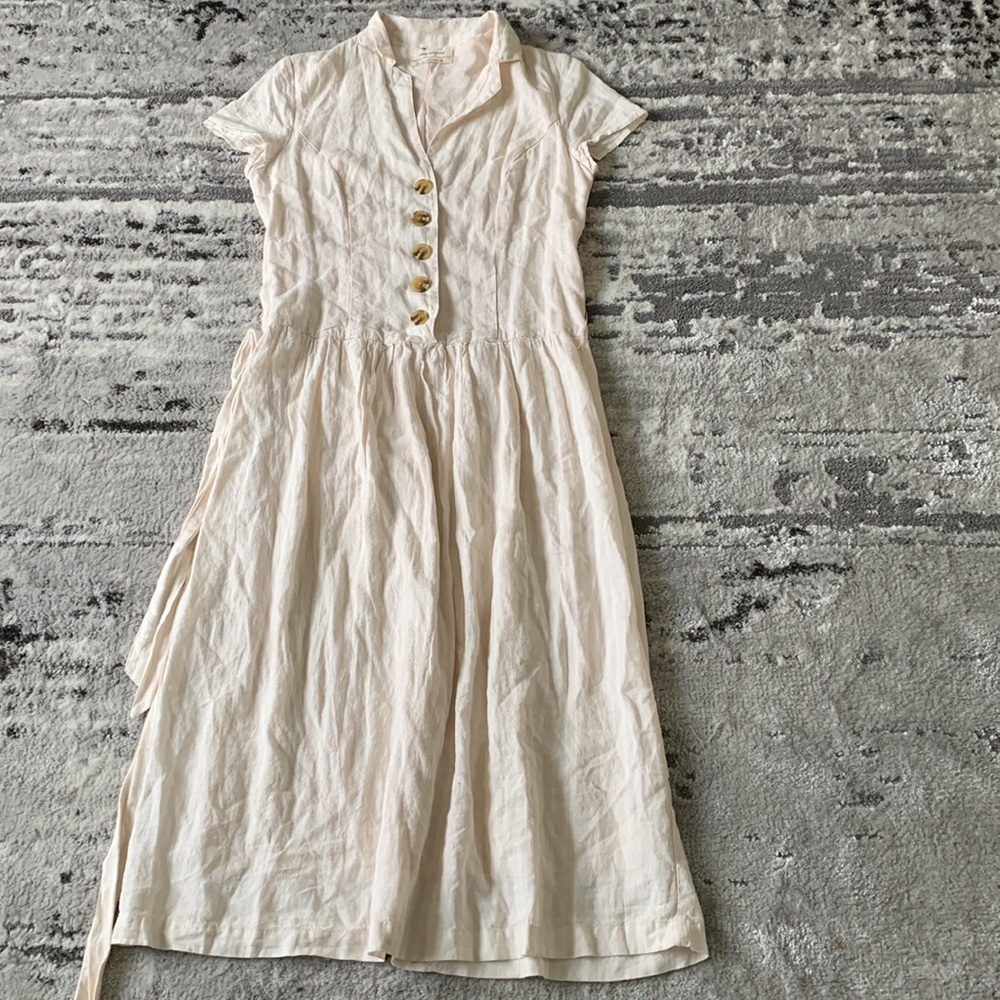 Urban Outfitters Natalie Linen Belted Shirt Dress size small midi summer - Picture 10 of 10